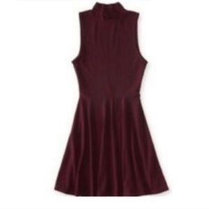 Prince & Fox High Neck Skater Dress, Burgundy, Size Medium